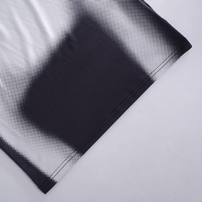 Robe Courte Ajustée à Imprimé Graphique