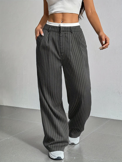 Pantalon Droit à Rayures
